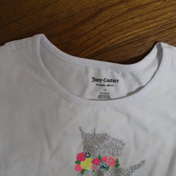 NEW JUICY COUTURE ruffle sleeve top t-shirt white Sz 12 NWT - Picture 4 of 5